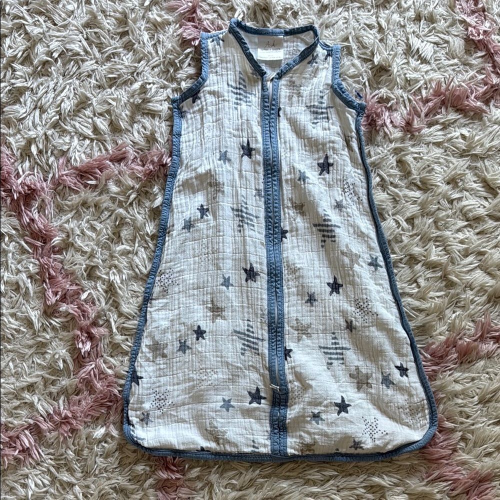 aden + anais White and Blue Sleep Sack wearable blanket 0-6M